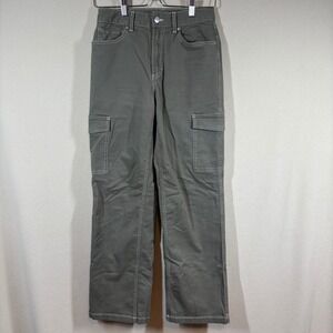 H&M Womens‎ Pants 4 Khaki Green Wide Leg Casual Cargo Sporty Grunge Streetwear